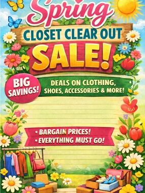 Spring Closet Clear Out SALE! Colorful Floral Promo Poster